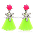 Beautiful Earrings with Tassel, Clean and Fresh, Made of Alloy and Imitation PearlsNew